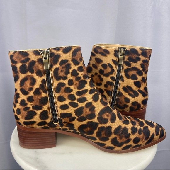 J.Crew Walker Leopard Print Calf Hair Ankle Boots Size 9 - Picture 5 of 9